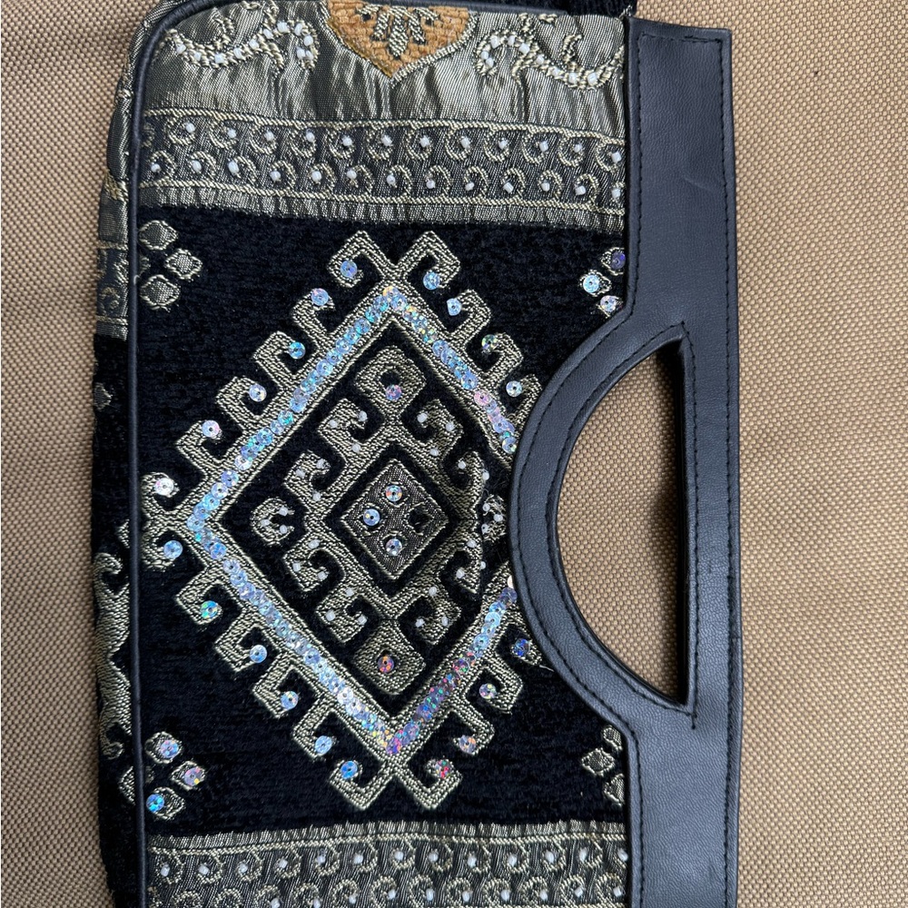 New York & Company Black and Gold Clutch